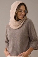 Kaptur balaclava wełna merino i wiskoza - beż