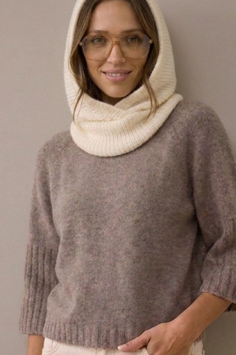 Kaptur balaclava wełna merino i wiskoza - ecru