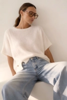 Elegancki sweter Trento Baby Alpaka rękaw krótki - ecru