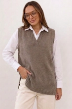 Bezrękawnik Teramo wełna 80% - taupe