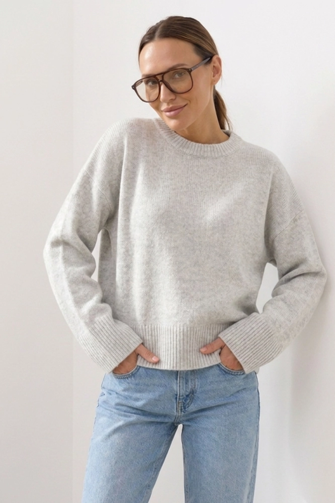 Sweter Teramo wełna - jasny szary