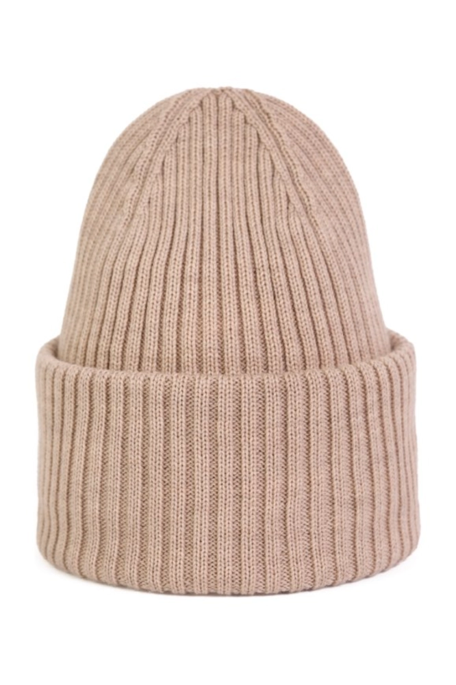 Czapka wełna merino - beżowa