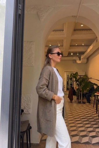 Stylowy kardigan Sasso OVERSIZE - taupe