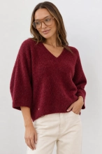 Elegancki sweter Trento Baby Alpaka rękaw 3/4 - bordo