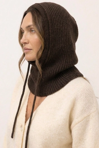 Kaptur balaclava 100% wełna merino - czekoladowa