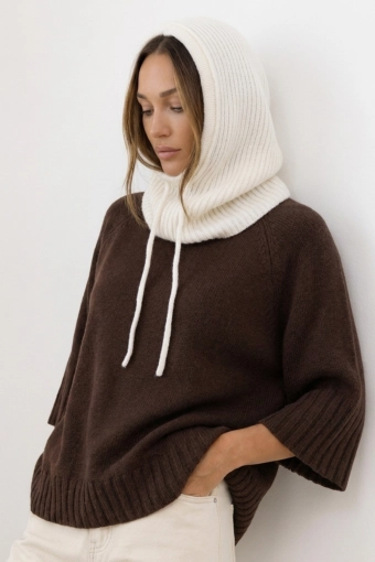 Kaptur balaclava 100% wełna merino - ecru