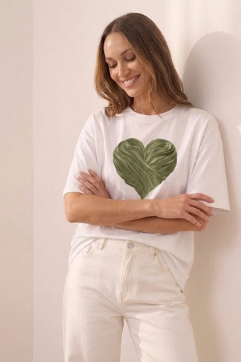 Bluzka bawełna premium - Cuore khaki