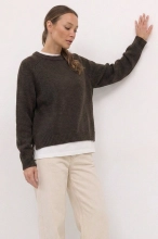 Elegancki sweter wełna merino i kaszmir - czekoladowy