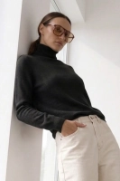 Elegancki golf Arato wełna i wiskoza z kaszmirem - czarny
