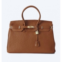 Elegancka duża skórzana torebka włoska, kuferek, camel