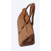 Elegancka duża skórzana torebka włoska, kuferek, camel