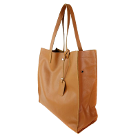 Camelowy duży worek włoski skórzany shopper bag