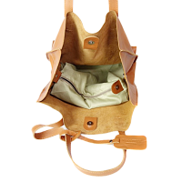 Camelowy duży worek włoski skórzany shopper bag