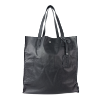 Czarny skórzany worek włoski shopper bag