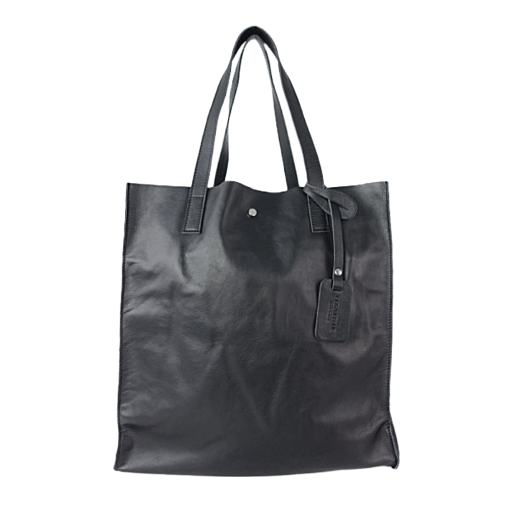 Klasyczny duży worek skórzany włoski shopper bag - czarny