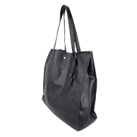 Czarny skórzany worek włoski shopper bag