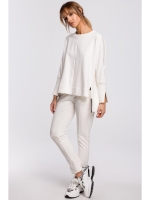Stylowa bluza La Specia z rozcięciami na bokach - ecru