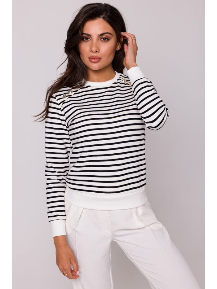 Elegancka bluza Talamone z szykownymi guzikami - w paski