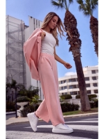 Stylowe spodnie Amalfi na gumie - pudrowe