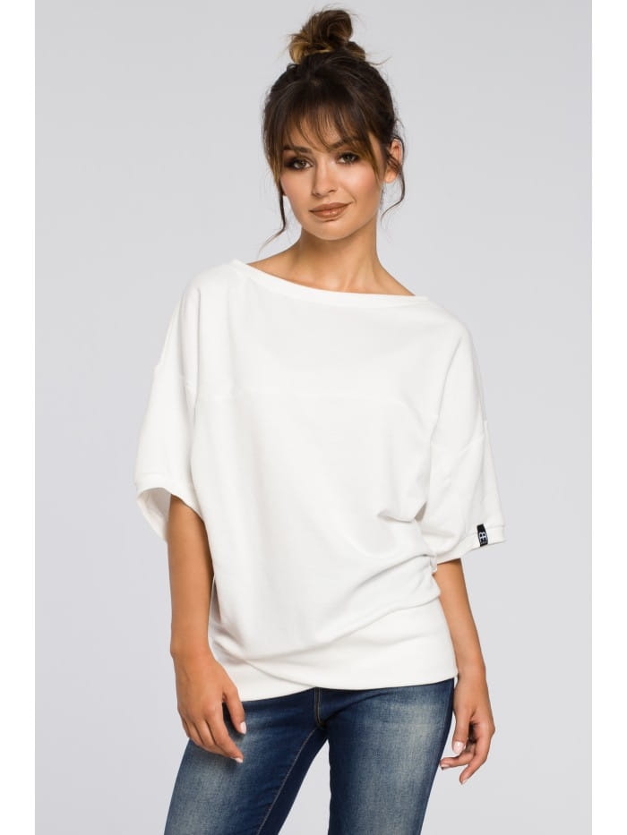 Bluza oversize Noto z rękawami kimono - ecru