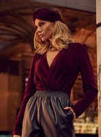 Elegancka opaska welurowa bawełna - bordo