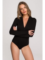 Eleganckie i stylowe body z dekoltem V - czarne