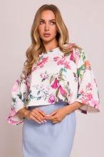 Krótka bluza Prato z szerokimi rękawami - w kwiaty