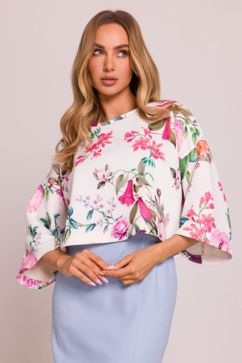 Krótka bluza Prato z szerokimi rękawami - w kwiaty