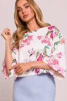 Krótka bluza Prato z szerokimi rękawami - w kwiaty