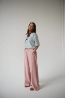 Stylowe spodnie z szeroką nogawką TENCEL - róż