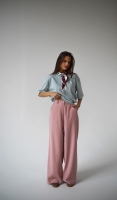 Stylowe spodnie z szeroką nogawką TENCEL - róż