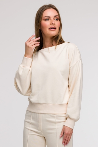 Elegancka bluza Fano z dekoltem kopertowym na plecach - wanilia