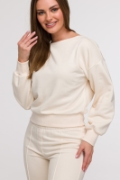 Elegancka bluza Fano z dekoltem kopertowym na plecach - wanilia