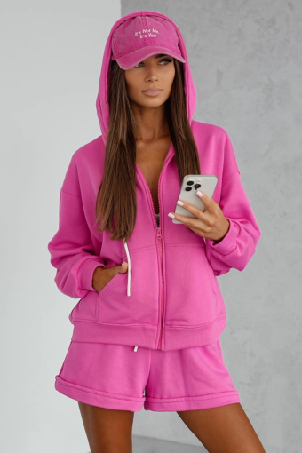 Komplet dresowy Siena z rozpinaną bluzą - hot pink