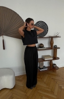 Stylowy komplet Ancona z krótkim topem - czarny