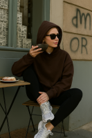 Oversize bluza z kapturem - czekolada