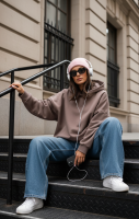 Oversize bluza Lucca z kapturem - mokka