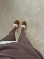 Długie legginsy Jesolo z dzianiny prążkowanej - taupe