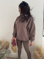 Długie legginsy Jesolo z dzianiny prążkowanej - taupe