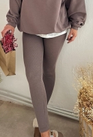 Długie legginsy Jesolo z dzianiny prążkowanej - taupe