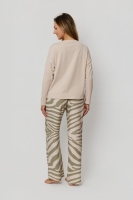 Elegancka piżama wiskoza-bawełna- beż-khaki