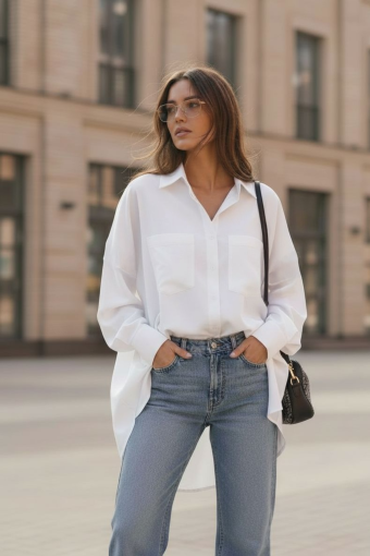 Stylowa koszula oversize - biała
