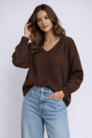 Elegancki sweter Baby Alpaka - czekoladowy