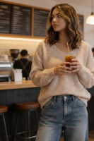 Elegancki sweter Baby Alpaka - beżowy