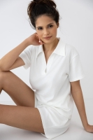 Elegancki komplet Sirmione short w prążek - mleczny