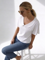 Bluzka Vene bawełna PREMIUM z kołnierzykiem - milk
