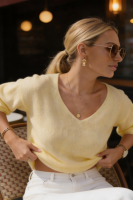 Elegancki sweter Baby Alpaka rękaw 7/8 - jasny żółty