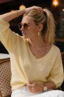 Elegancki sweter Baby Alpaka rękaw 7/8 - jasny żółty