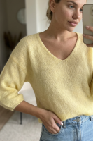 Elegancki sweter Baby Alpaka rękaw 7/8 - jasny żółty