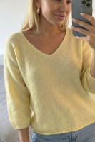 Elegancki sweter Baby Alpaka rękaw 7/8 - jasny żółty